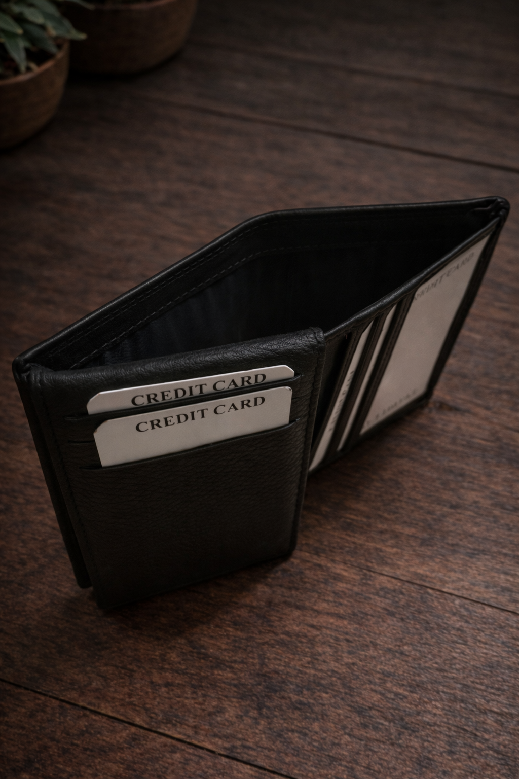 ארנק עור איכותי צבע שחור לגבר גודל 10 ס"מ על 8.5 ס"מ